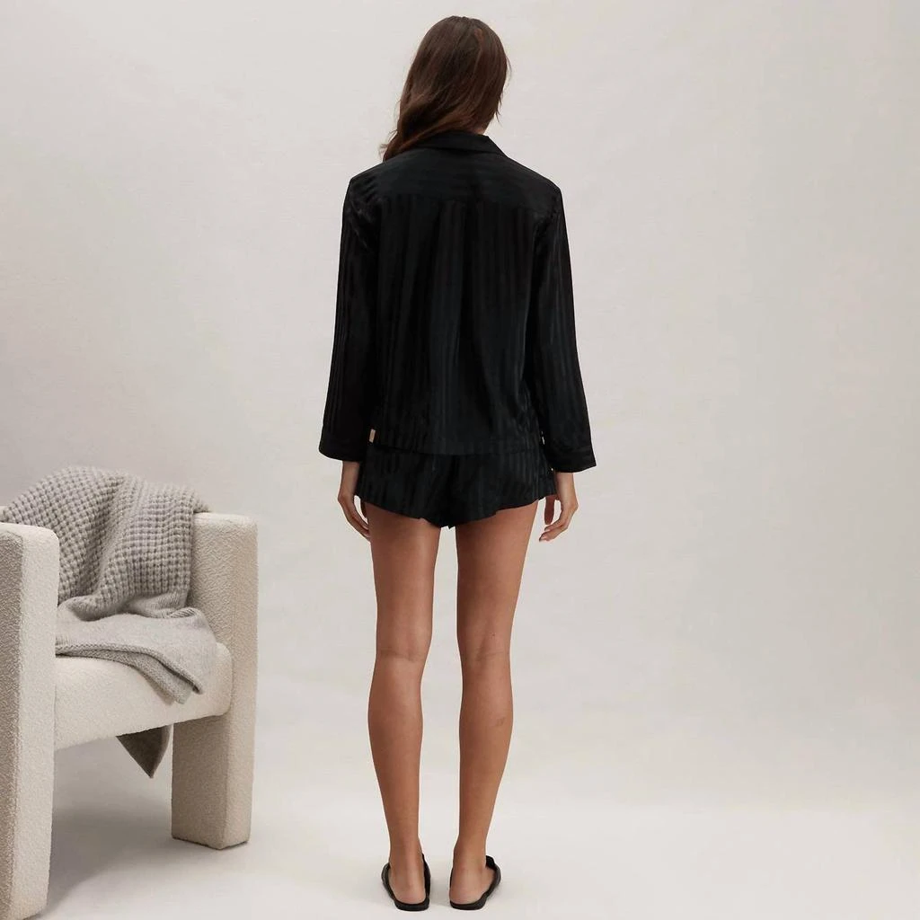 Lunya Lunya - Washable Silk Striped Jacquard Button Up Long Sleeve Short Set 3