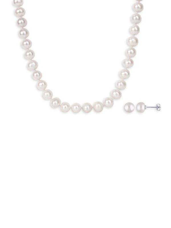 Sonatina 2-Piece Sterling Silver, 8-10MM Freshwater Pearl Necklace & Earrings Set 1