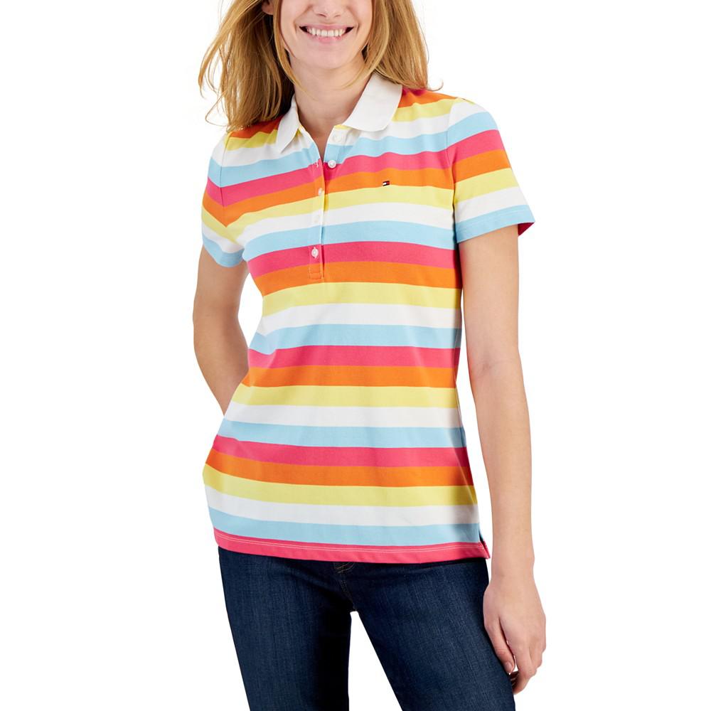 Tommy Hilfiger Women's Cotton Colorful Stripes Polo Shirt