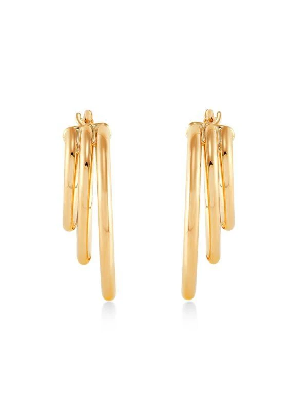 Saks Fifth Avenue 14K Yellow Gold Polished Triple-Row Hoop Earrings 2