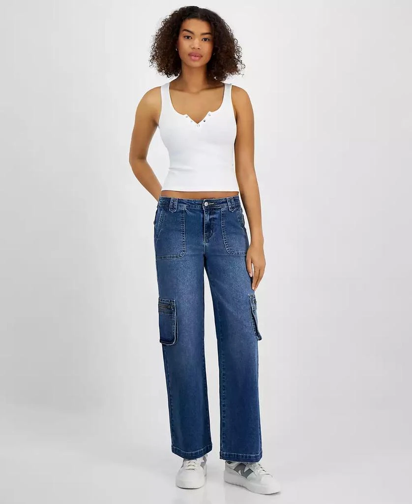 Celebrity Pink Juniors' Mid-Rise Wide-Leg Cargo Jeans 1