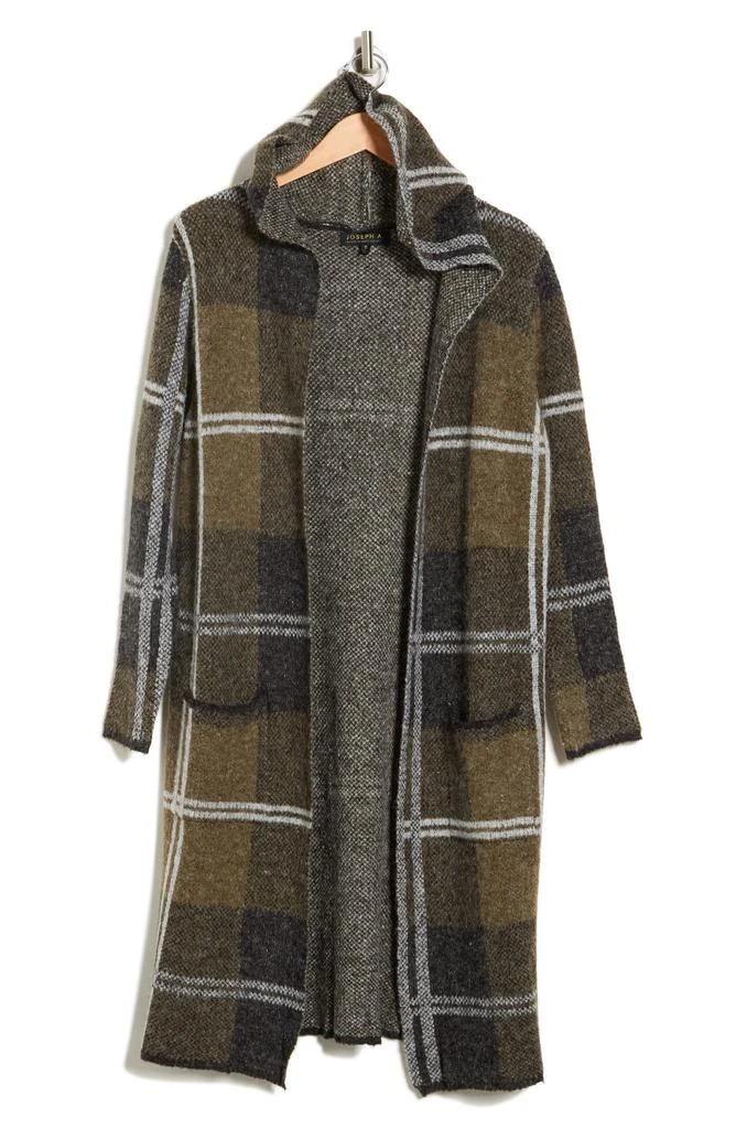 Joseph A Plaid Hooded Maxi Cardigan 3