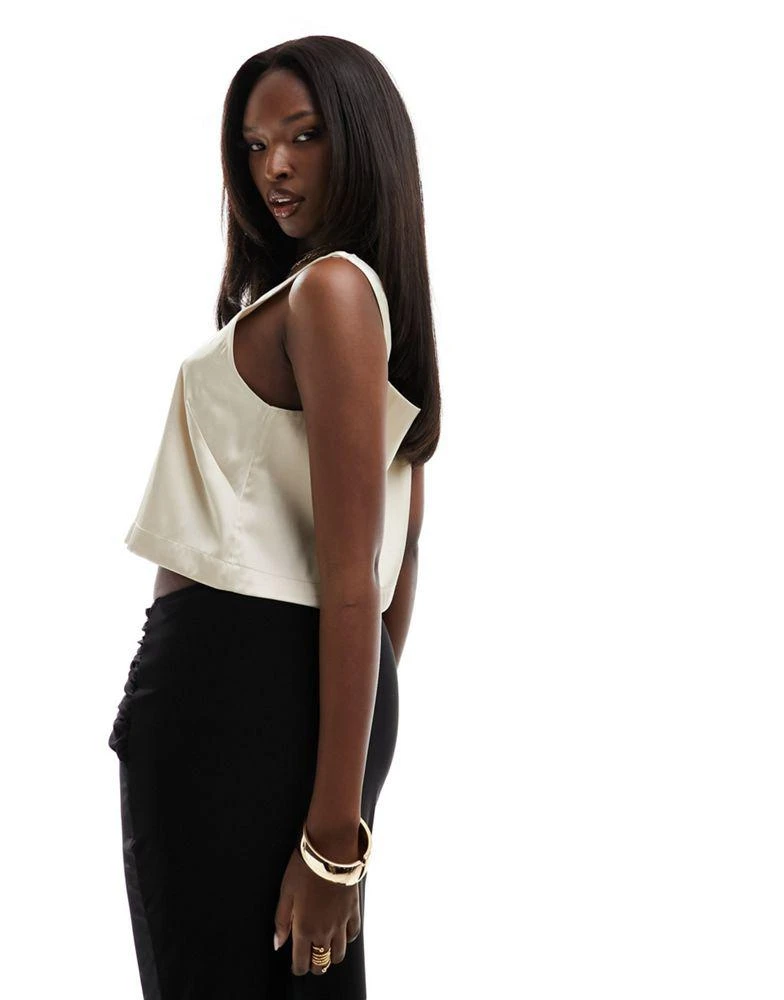 Abercrombie & Fitch Abercrombie & Fitch satin square neck top in white 4