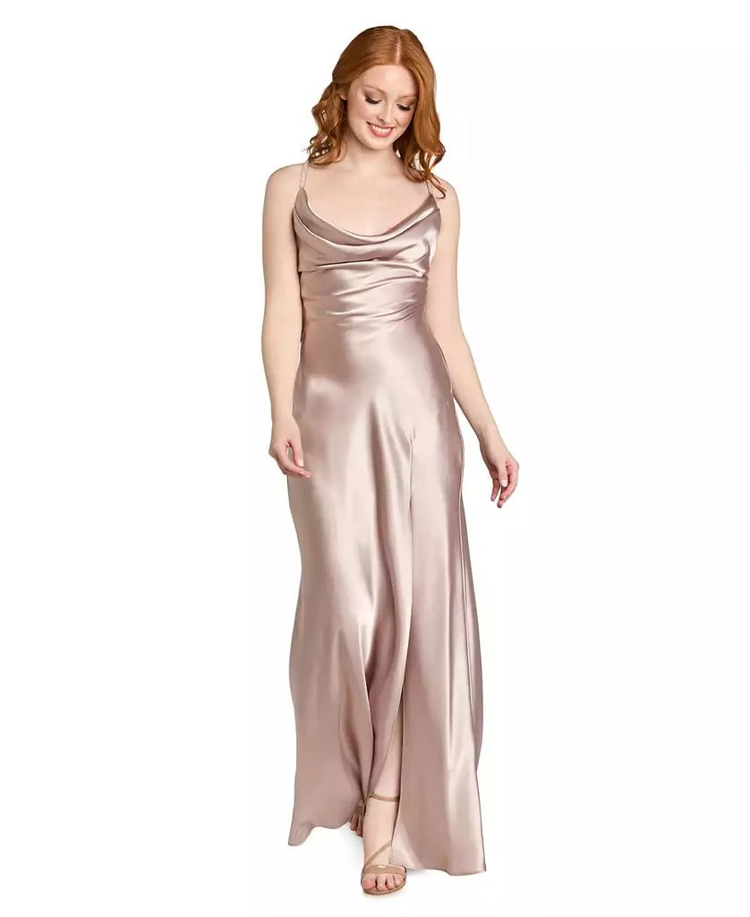 Morgan & Company Juniors' Drape Back Cowl Neck Long Gown - Dresses & Skirts  - Free Shipping - BeyondStyle