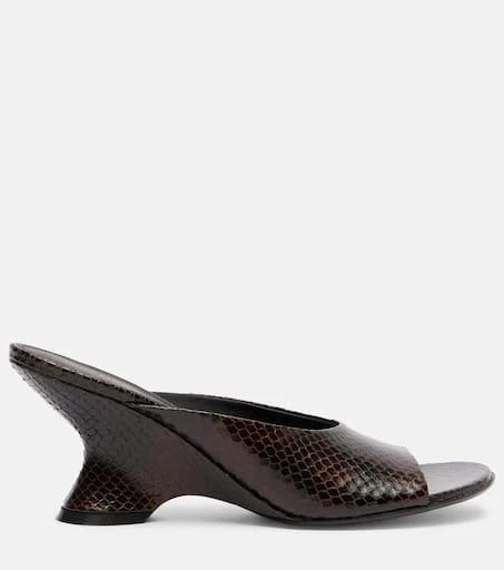Dries Van Noten 75 snake-effect leather wedge mules 4