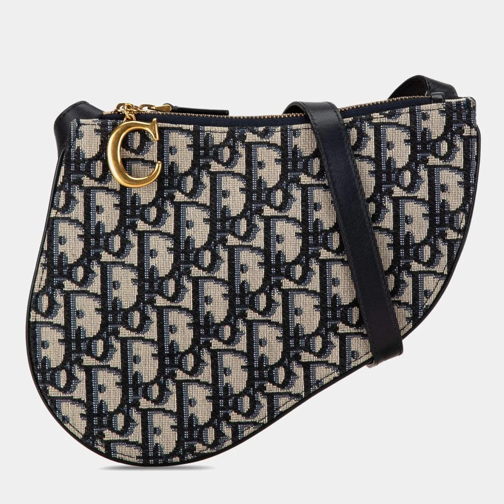 Dior Dior Blue Oblique Canvas Saddle Triple Zip Crossbody Bag 1