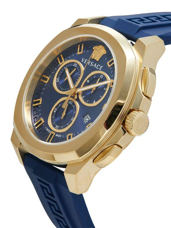 Versace Geo Chrono 43MM Goldtone Stainless Steel & Silicone Strap Chronograph Watch 3