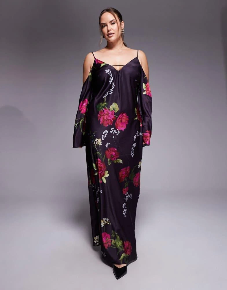 asos curve evening dresses ASOS Asos Design Curve Knit Fine Gauge Maxi Dress With Ribbed Detail in Purple
