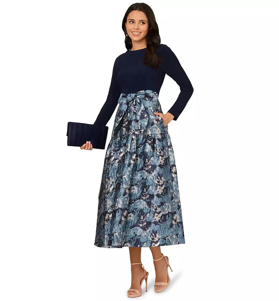 Adrianna Papell Women's Long-Sleeve Jacquard Ball Gown 1