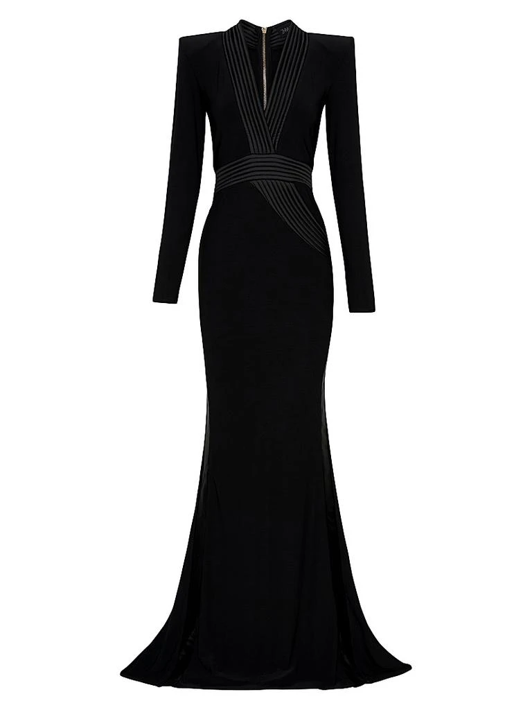 Zhivago Women's Battle Lines The Heiress V-Neck Gown - Grey - Size 4