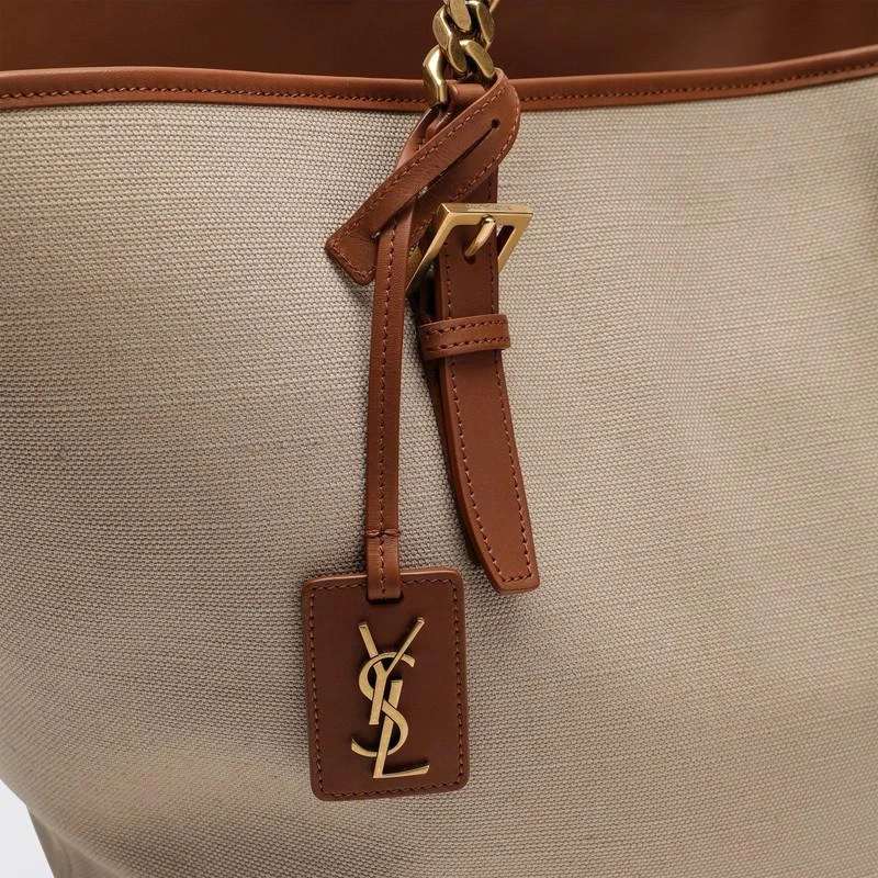 Yves Saint Laurent Desert-coloured shoulder bag in canvas and leather 6