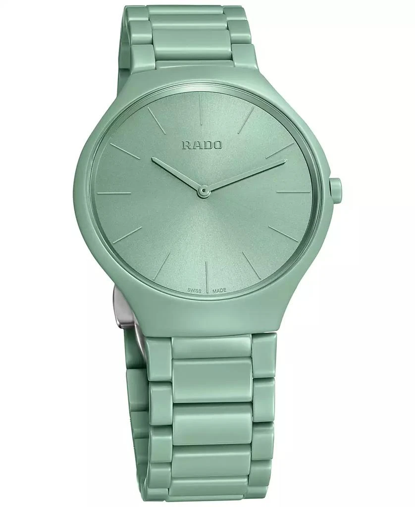 Rado Unisex Swiss True Thinline Les Couleurs Le Corbusier Green High-Tech Ceramic Bracelet Watch 39mm 7