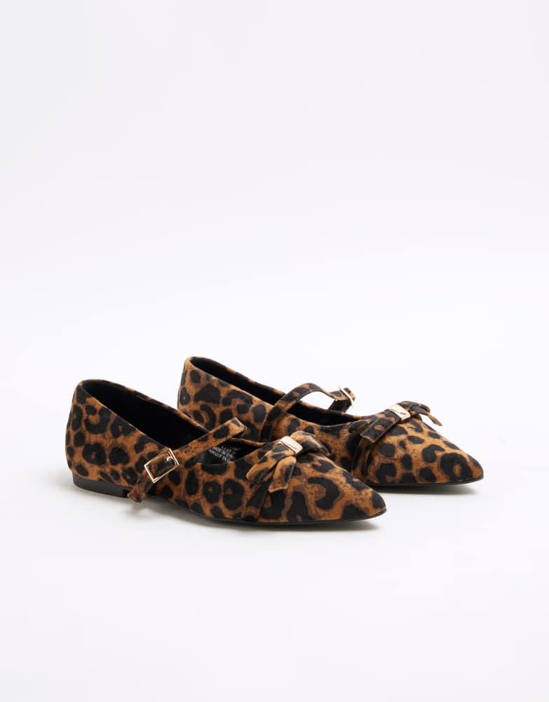 River Island River Island pointed mary jane ballet in leopard print