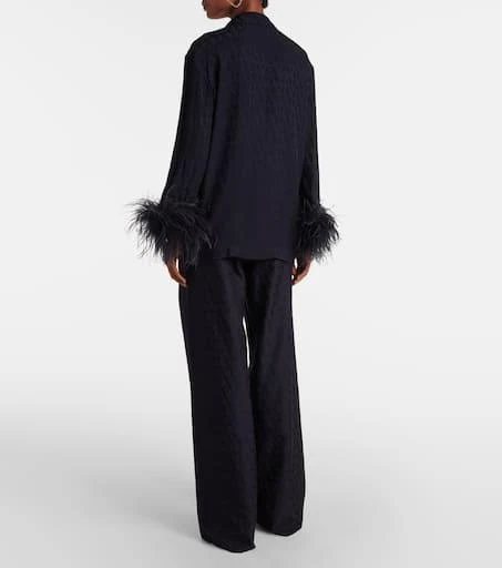 Valentino Toile Iconographe feather-trimmed silk shirt 3