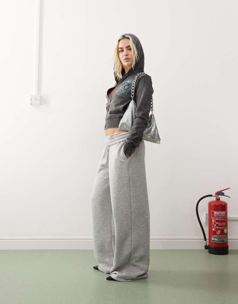 Cheap Monday Cheap Monday zip front hoodie with rhinestone skull graphic in acid washed black