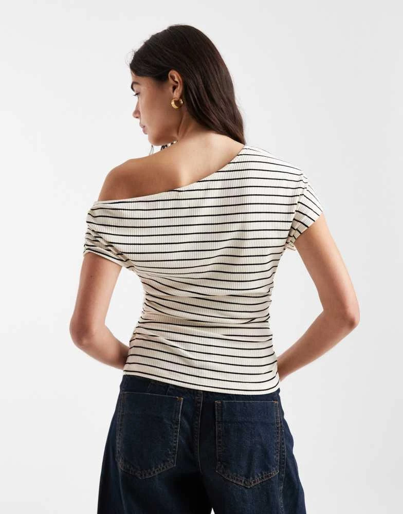 ASOS ASOS DESIGN fallen shoulder with gathered waist top in stripe 2