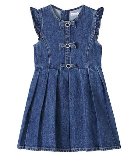 white christmas dresses Denim Crystal Trim Mini Dress Blue / 2 US