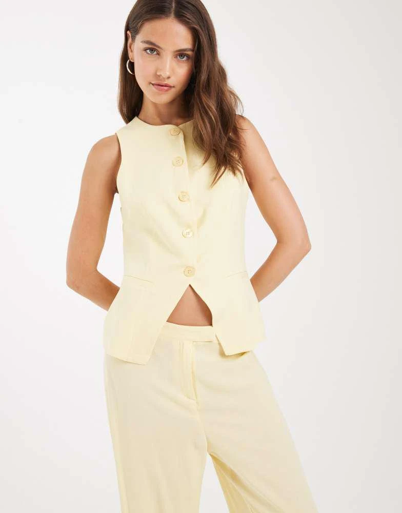 ASOS ASOS DESIGN linen blend waistcoat in buttermilk co ord 1