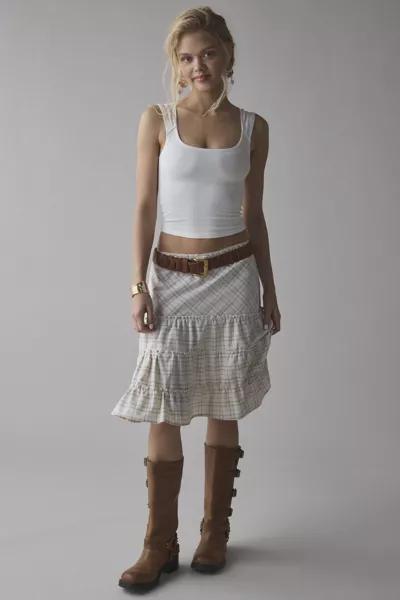 Urban Renewal ReMADE By UO Remnants Tiered Plaid Knee-Length Skirt