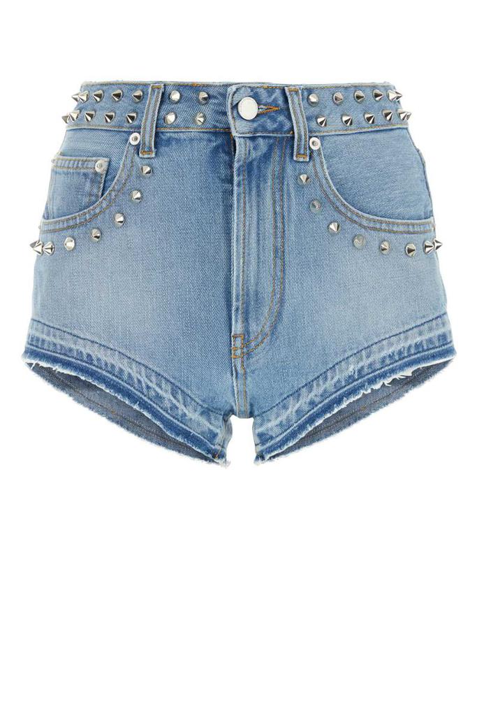 Alessandra Rich Crystal-embellished denim shorts - Shorts
