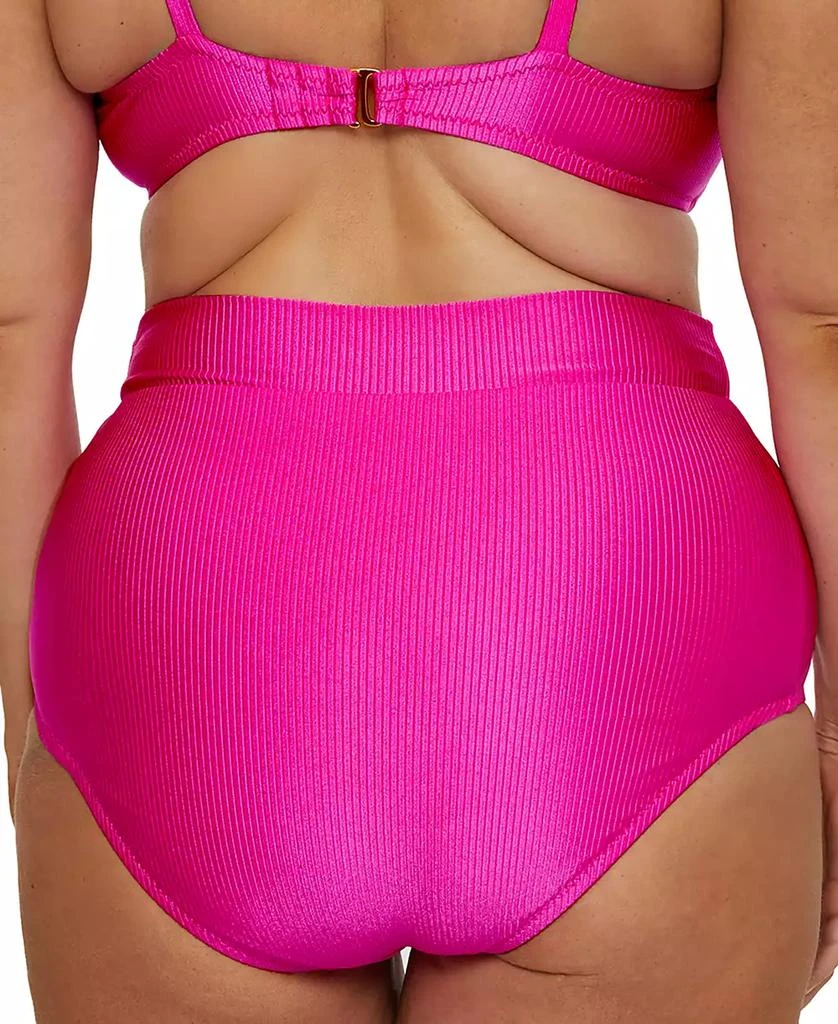 Becca Becca ETC Plus Size Rib Shirred High-Waist Bikini Bottoms 3