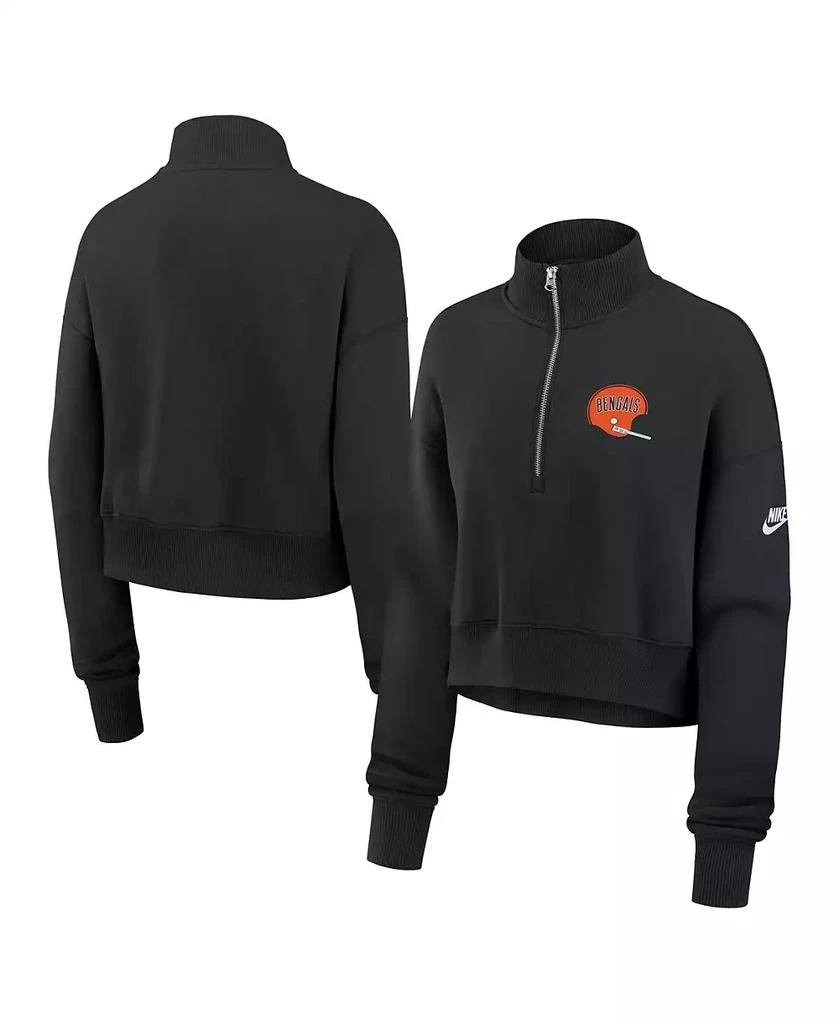 NIKE Women's Black Cincinnati Bengals Rewind Phoenix Half-Zip Sweatshirt 1