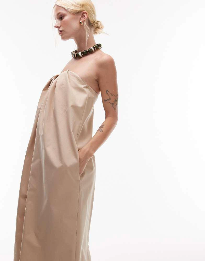 Mango Mango featuring Kaia Gerber premium cotton halterneck midi dress in stone 2