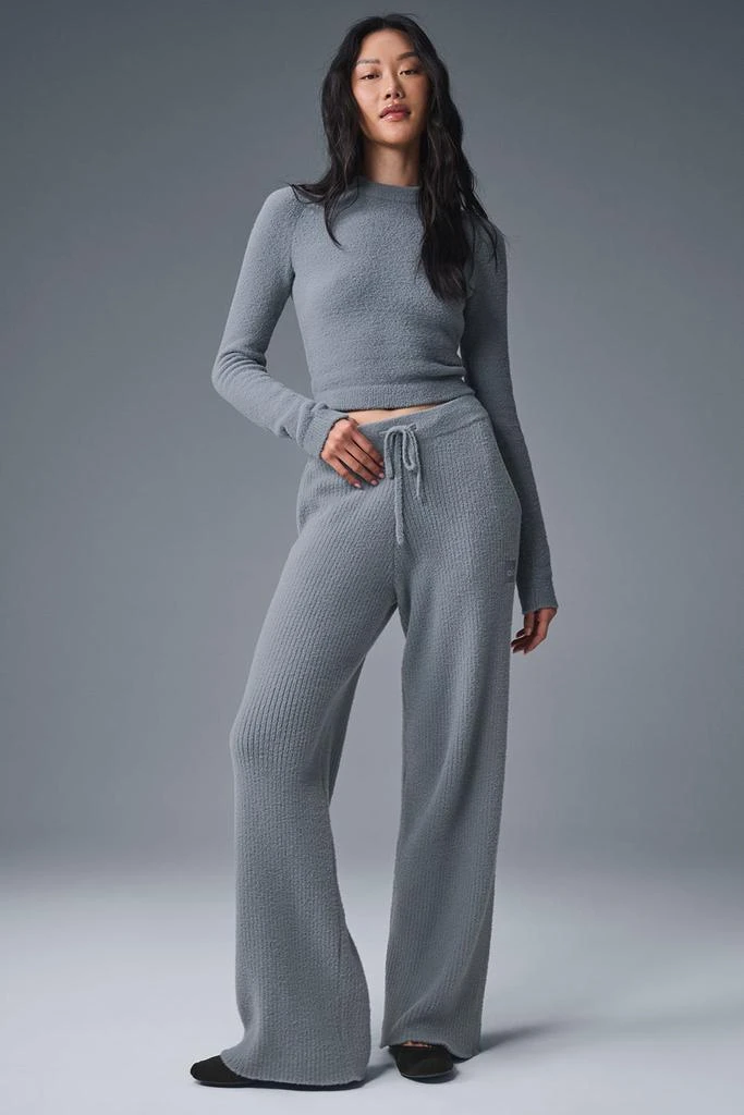 Alo Yoga Snuggle Up Sweater High-Waist Wide Leg Pant - Steel Grey 1