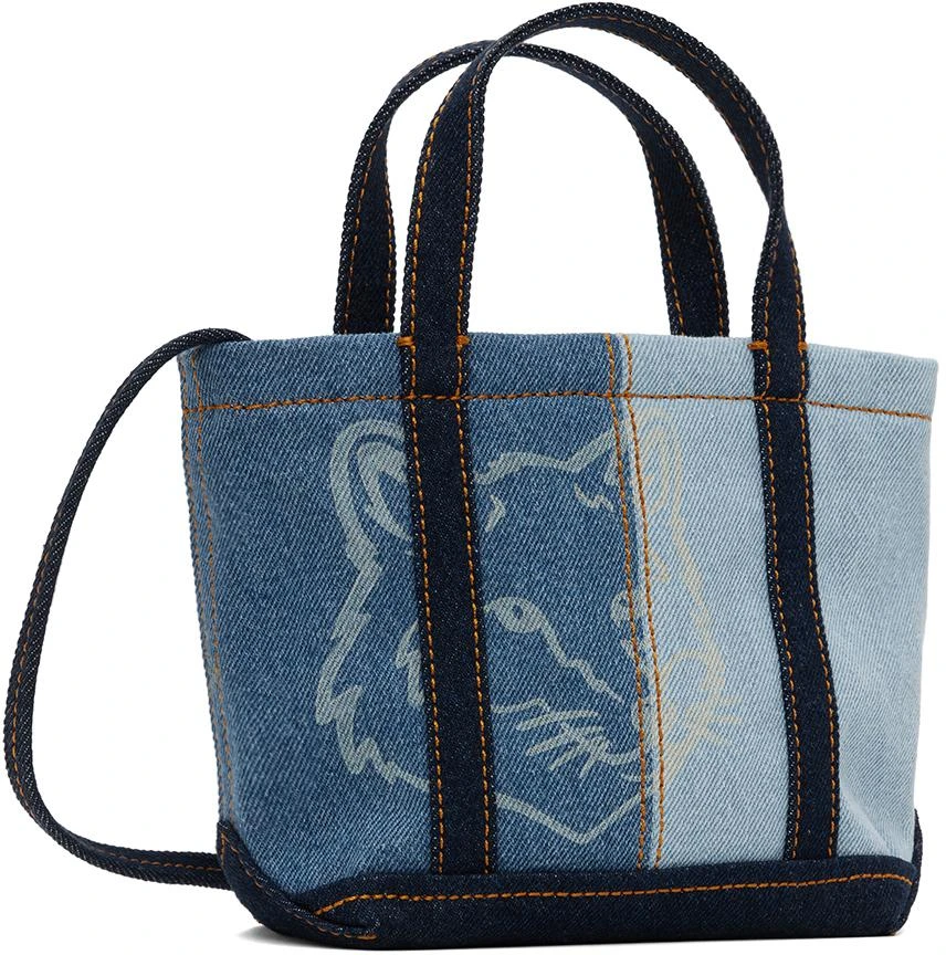 Maison Kitsuné Blue Fox Head Mini Denim Tote 2