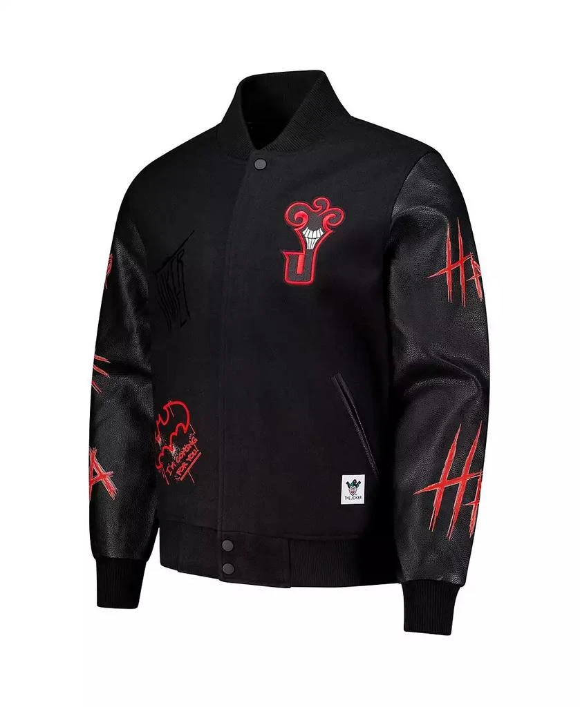 Freeze Max Men's Black Batman Joker Full-Zip Varsity Jacket 2