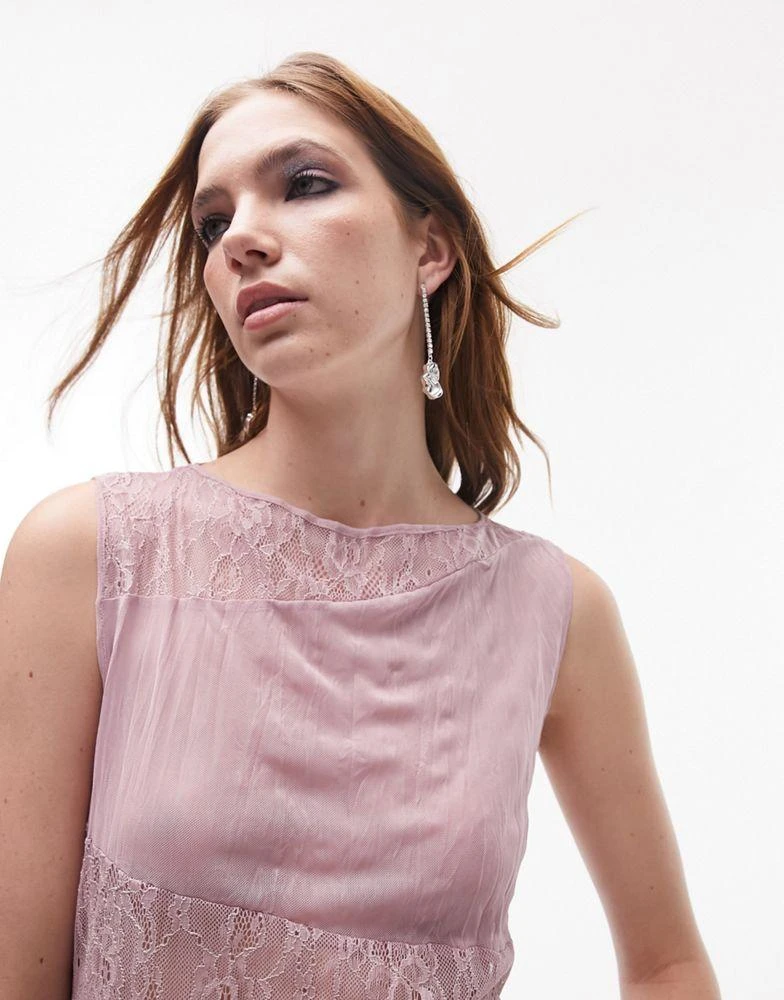 Topshop crinkle lace cap sleeve top in pink  On Sale Now with Up to 74%  Off | Discover Exclusive Deals & Savings at BeyondStyle  Authentic Topshop  Home||Women||New In||Topshop crinkle lace