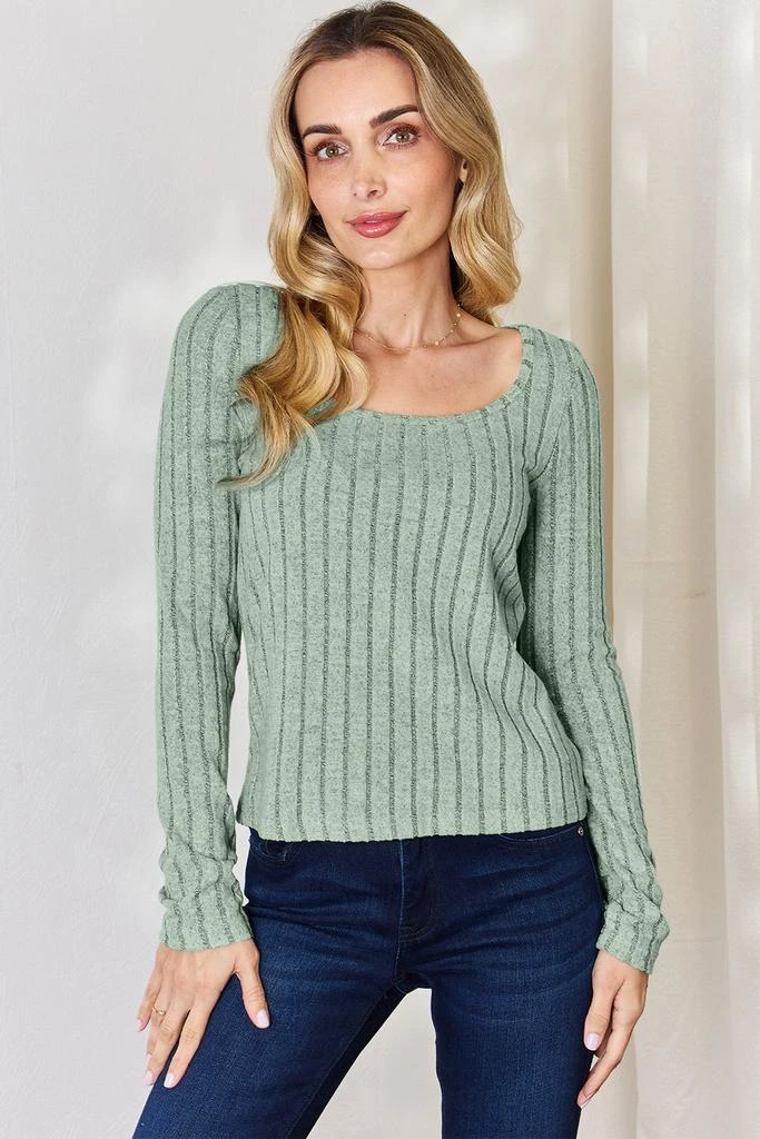 TRUEDAMES Full Size Ribbed Long Sleeve T-Shirt 3
