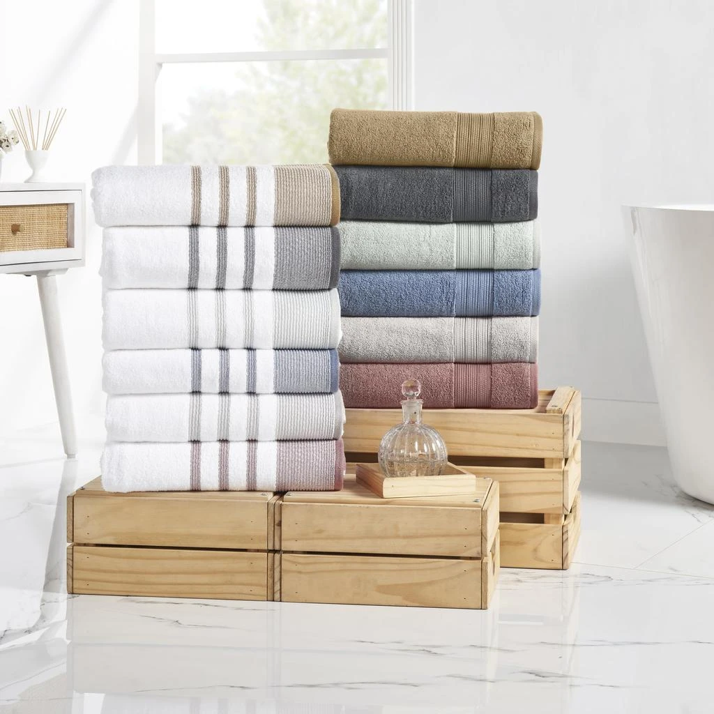 Modern Threads 6-Piece Quick Dry White/Contrast Towel Set Reinhart 3