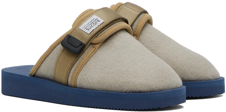 SUICOKE Taupe & Navy ZAVO-VPO Slippers 4