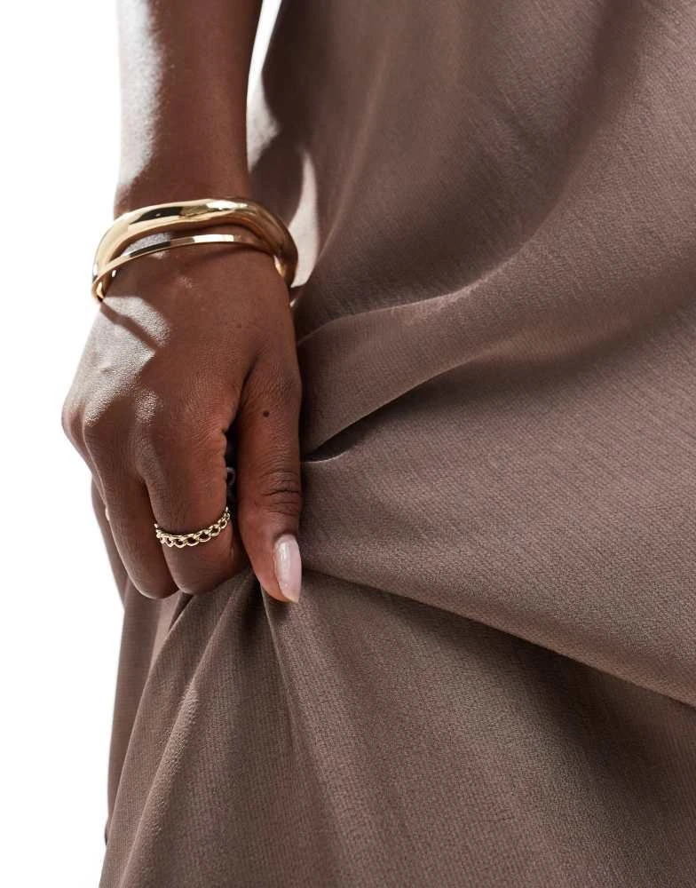 ASOS ASOS DESIGN Curve satin midi dress in mocha 3