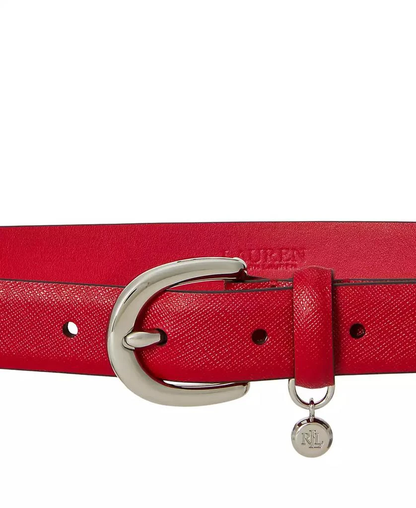 Ralph Lauren Logo Charm Crosshatch Leather Belt 2