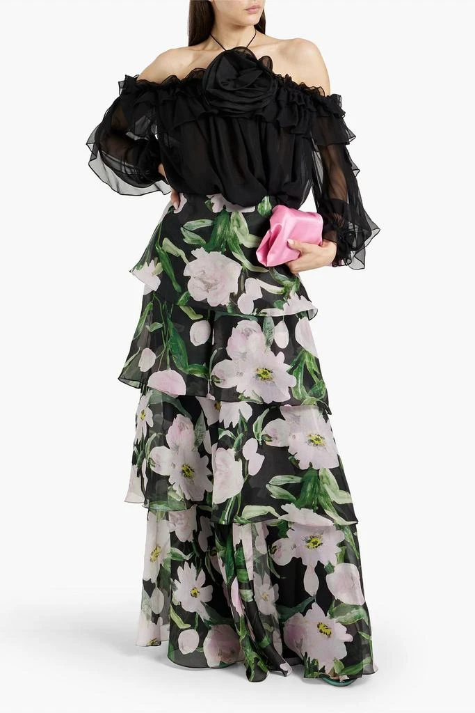 Carolina Herrera Tiered floral-print silk-chiffon wide-leg pants 2