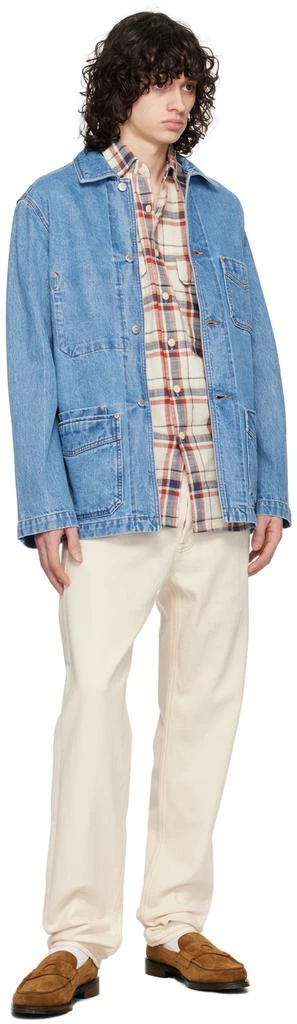 Drake's Off-White & Navy Check Shirt 4