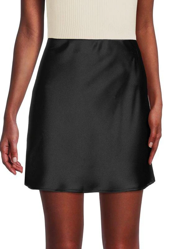 Renee C. Solid Satin Mini Skirt 1