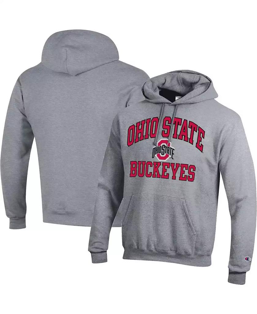 CHAMPION Men's Heather Gray Ohio State Buckeyes High Motor Pullover Hoodie