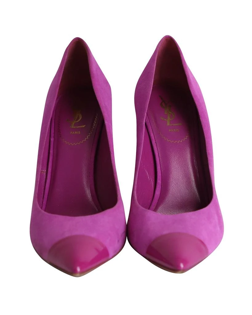 Yves Saint Laurent Patent Toe Pumps in Purple Suede 2