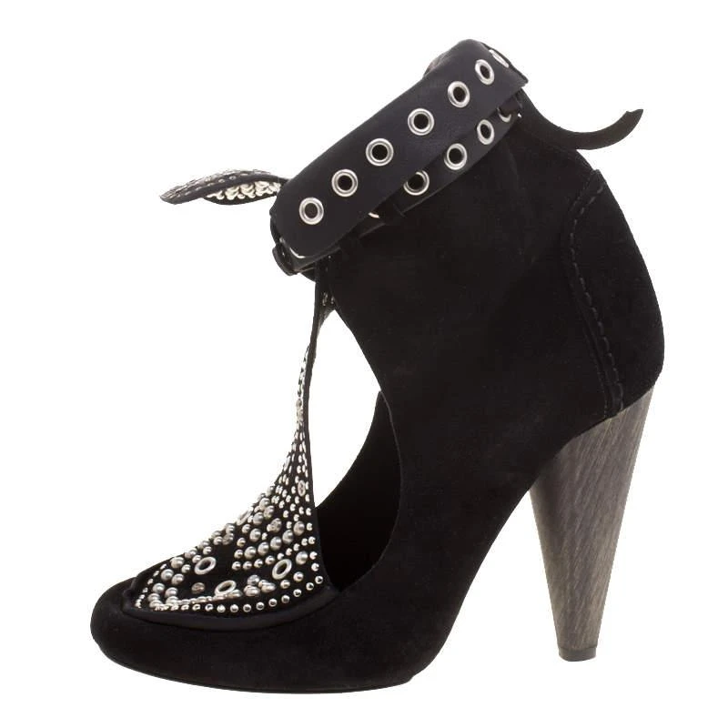 Isabel Marant Isabel Marant Black Suede Mossa Studded Cutout Ankle Boots Size 39 2