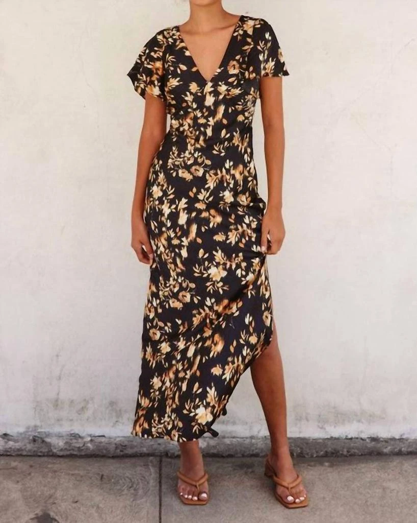 chinese dress ladies The Occasion by Old Navy Flutter-Sleeve Keyhole Satin Maxi Dress main image 0