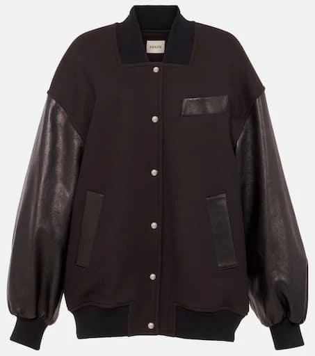 Khaite Spencer wool-blend and leather bomber jacket 1