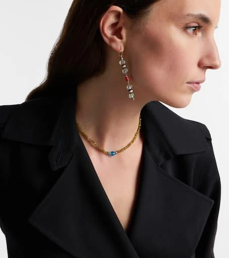 Ileana Makri 9kt gold (375/1000) and sterling silver (925) earrings with gemstones 3