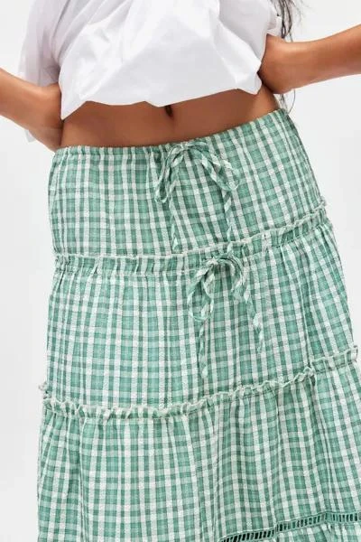 Daisy Street Daisy Street Tiered Gingham Maxi Skirt 4