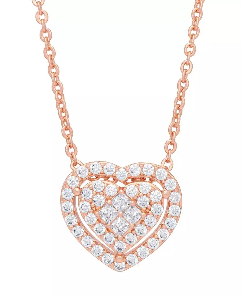 Macy
s Women
s 14k Rose Gold Plated Cubic Zirconia Heart Pendant Necklace