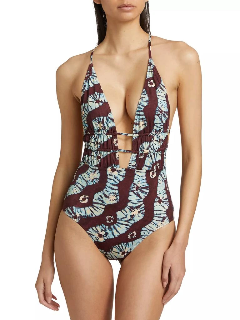 Ulla Johnson Dioni Maillot Geometric Plunge One-Piece Swimsuit 3