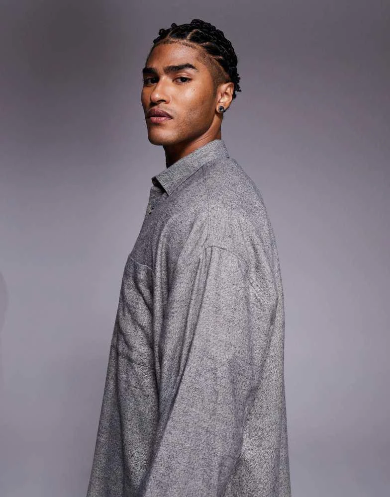 ASOS ASOS DESIGN volume oversized shirt in grey 4