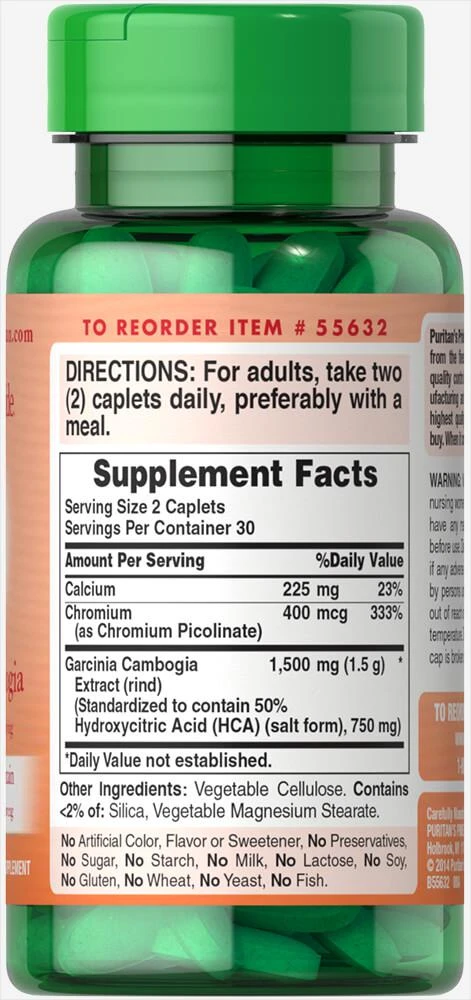 Puritan's Pride Garcinia Cambogia 750 mg 60 Caplets 3